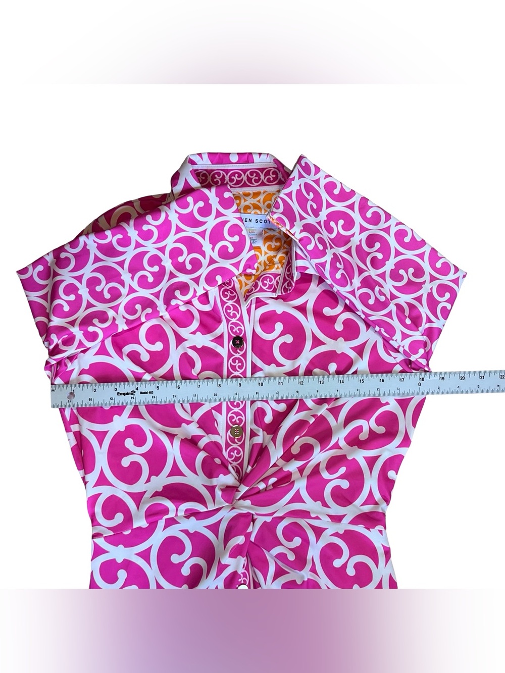 Gretchen Scott Women’s Sz M Pink Twist and Shout Dress Geometric Print Stretch - Picture 13 of 16